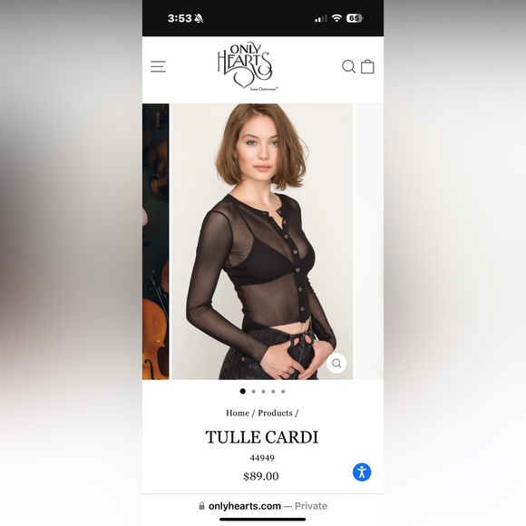 NWT Only Hearts NYC sheer tulle cardigan. Small - Picture 7 of 9